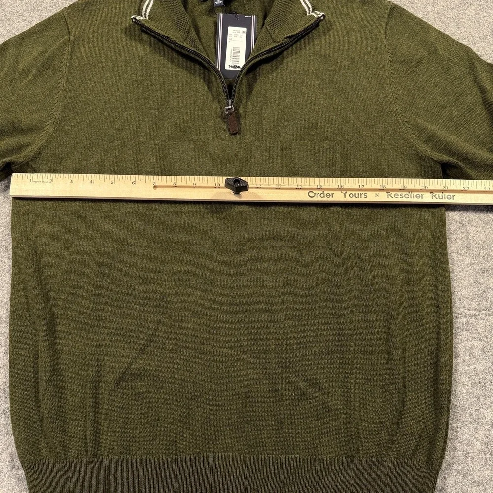 Roundtree & Yorke Sweater Mens‎ Medium Olive Green 1/4 Zip Mock Neck Pullover